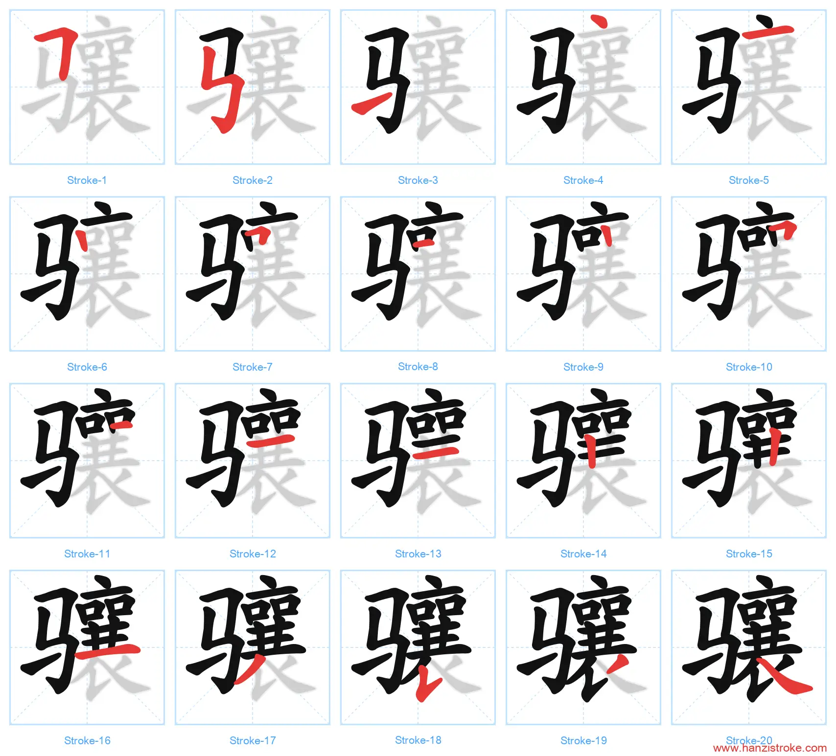 骧 stroke order diagram