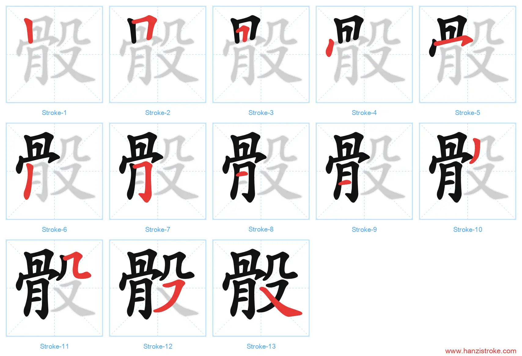 骰 stroke order diagram