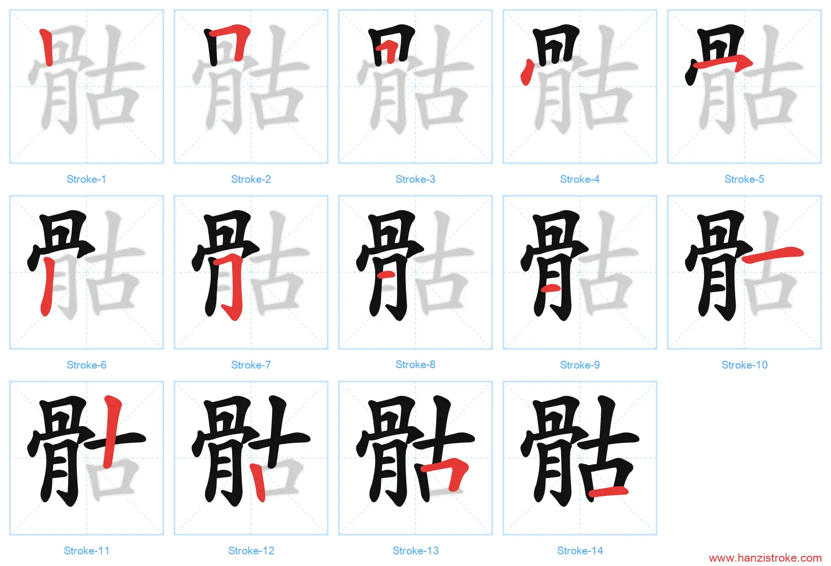 骷 stroke order diagram