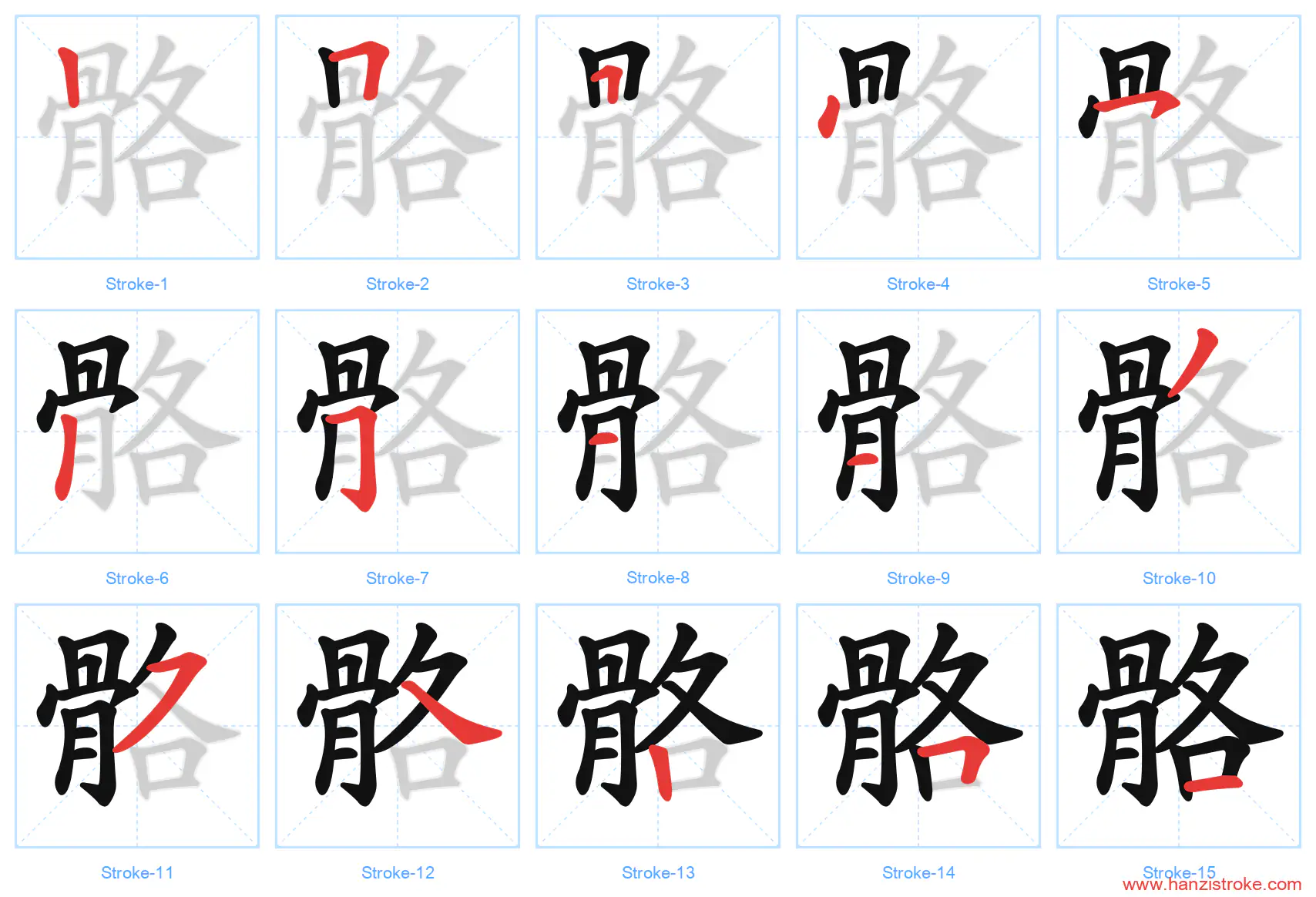 骼 stroke order diagram