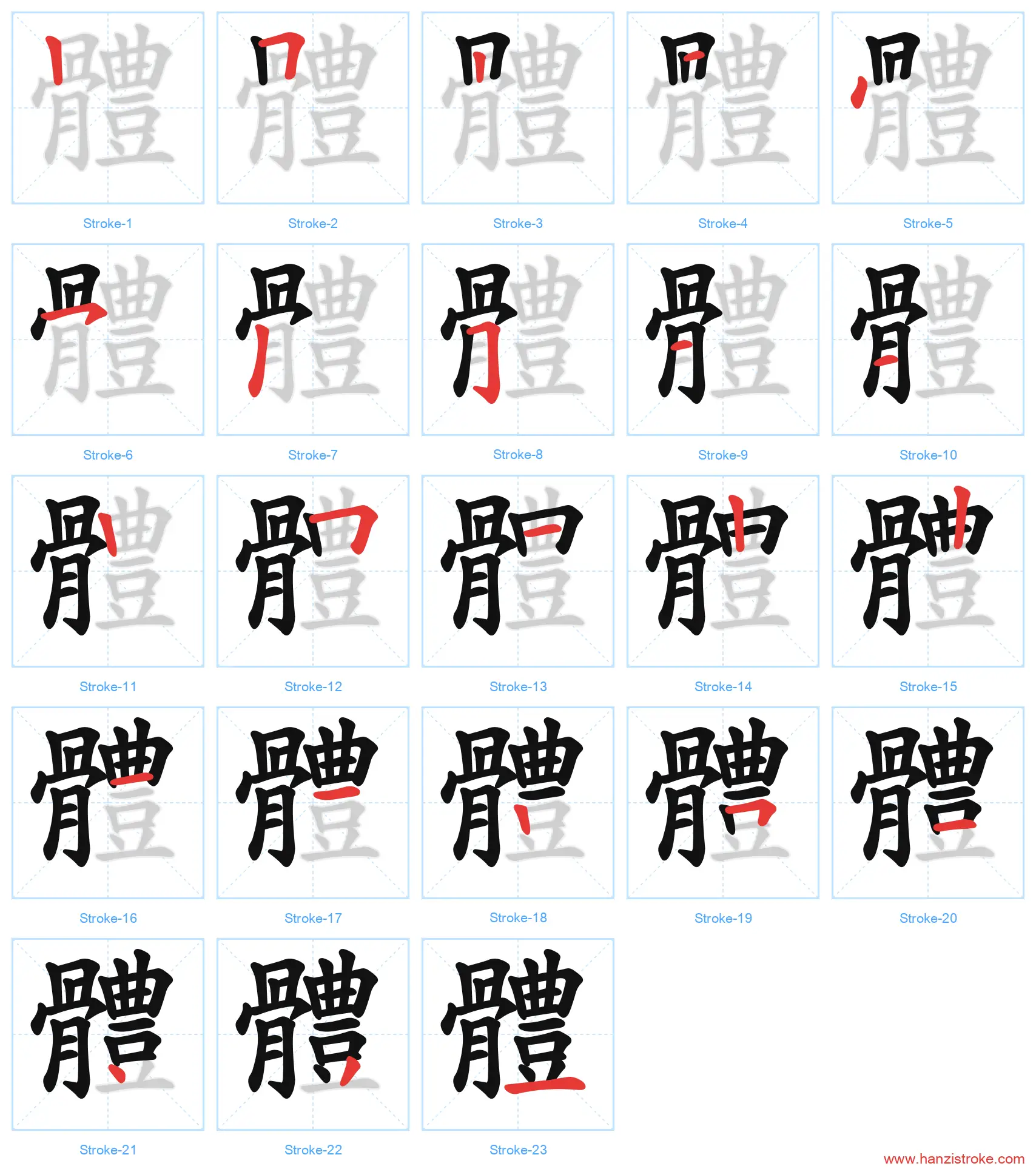 體 traditional stroke order diagram