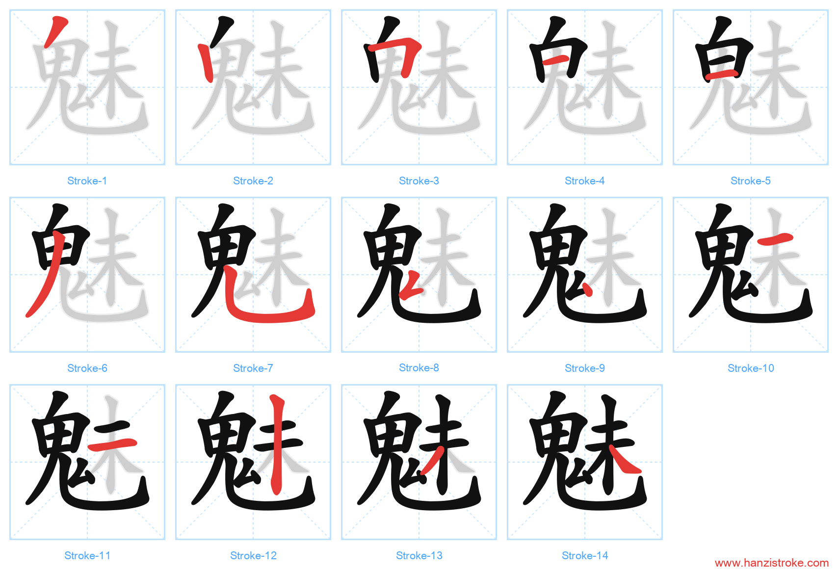 魅 stroke order diagram