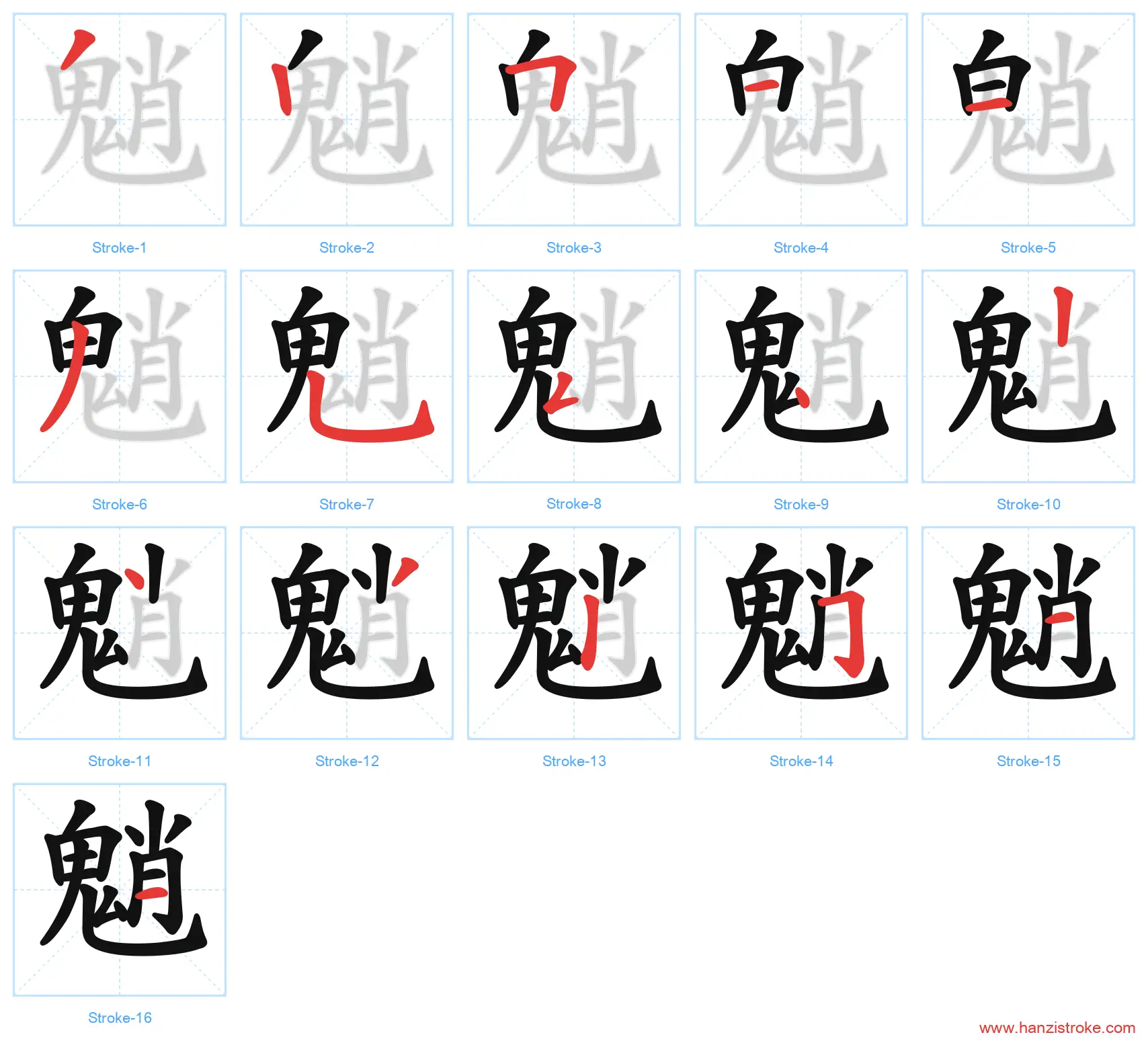 魈 stroke order diagram