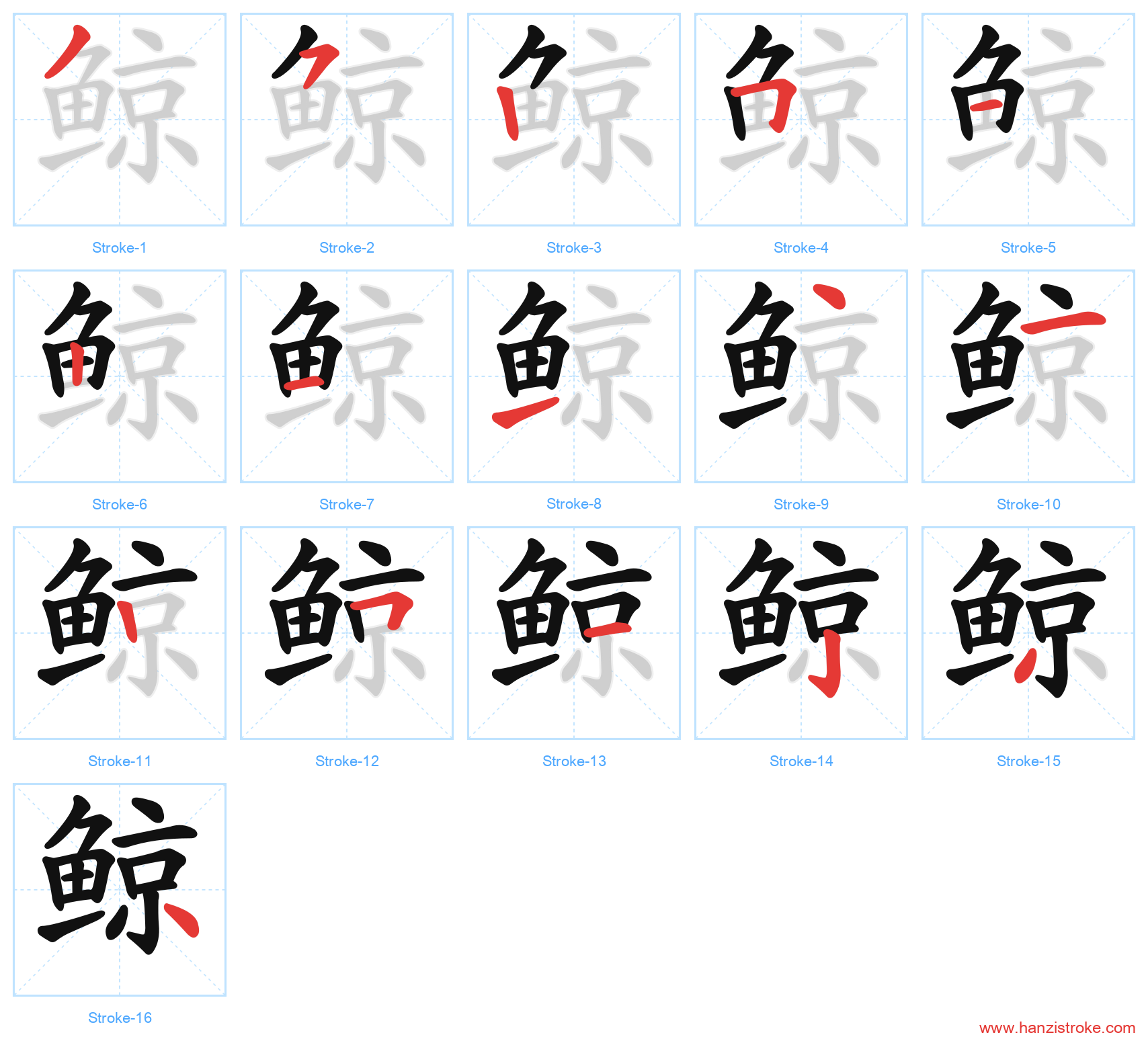 鲸 stroke order diagram