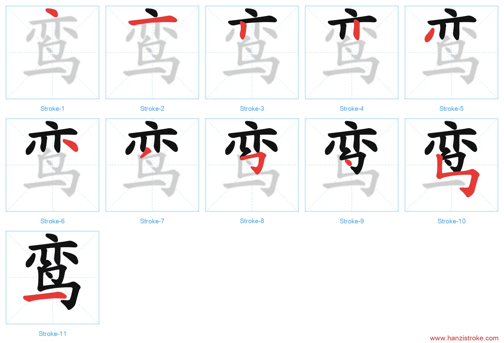 鸾 stroke order diagram