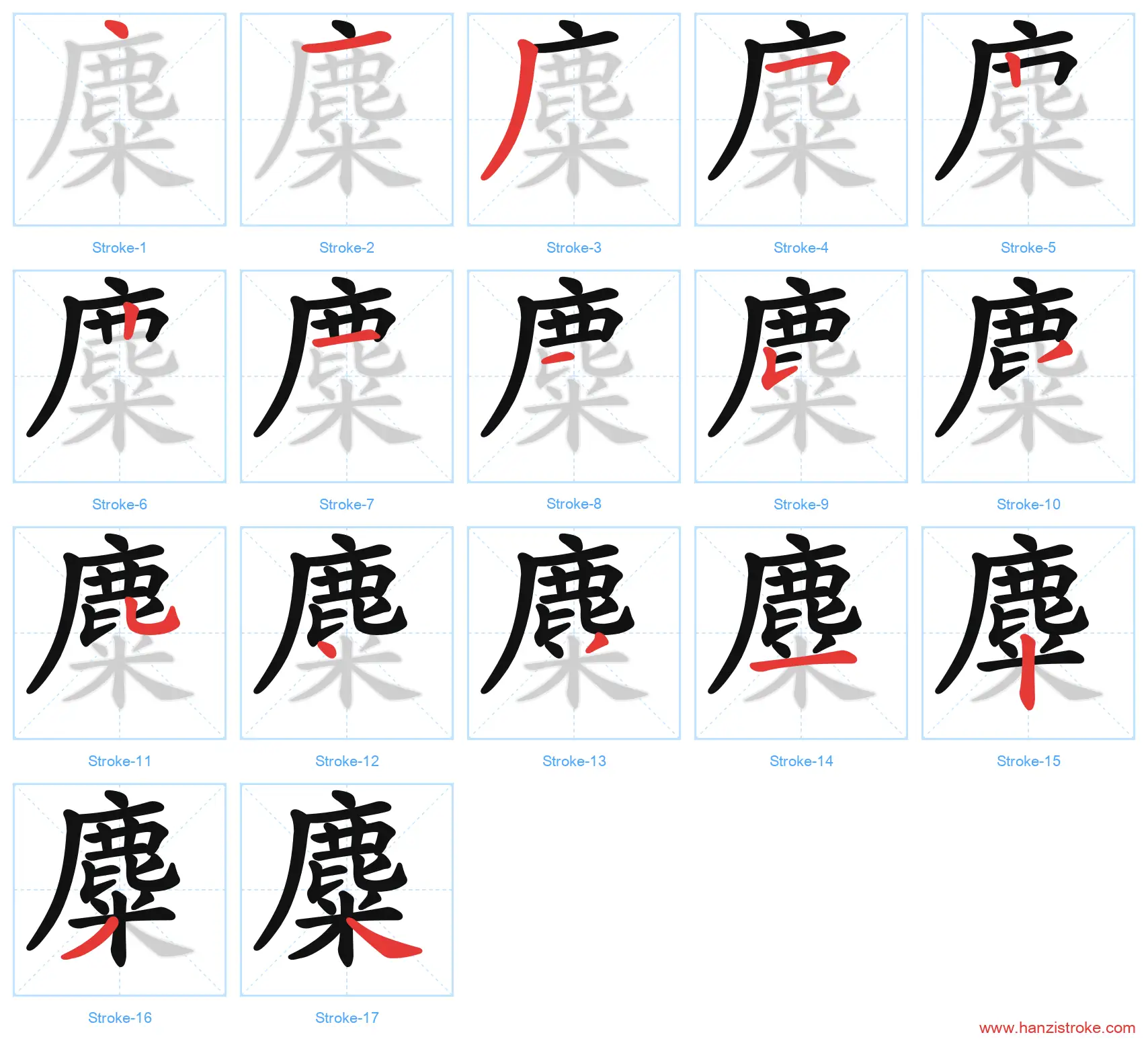 麋 stroke order diagram