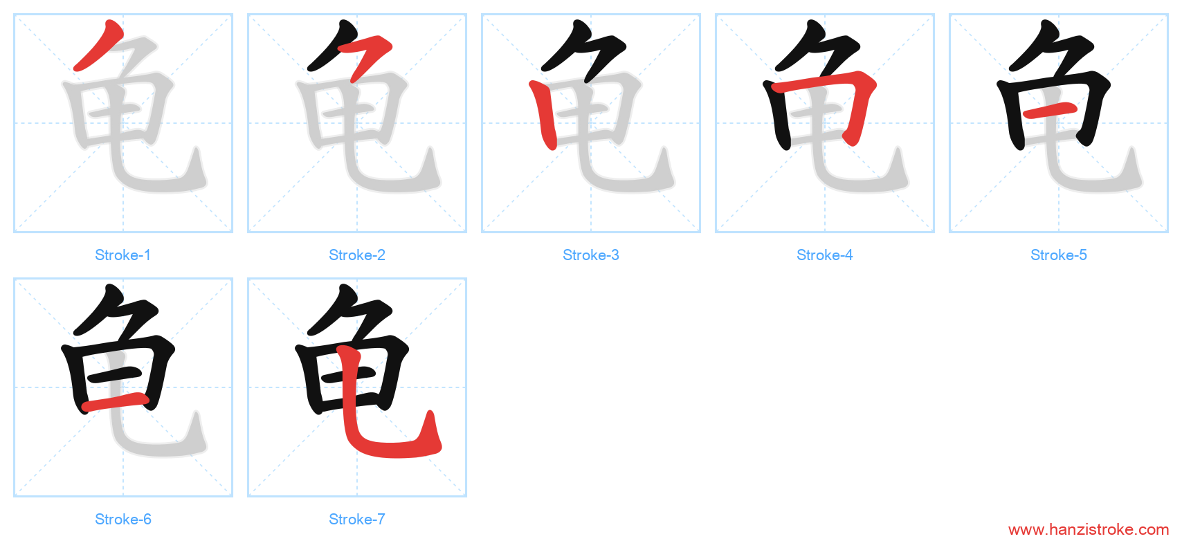 龟 stroke order diagram